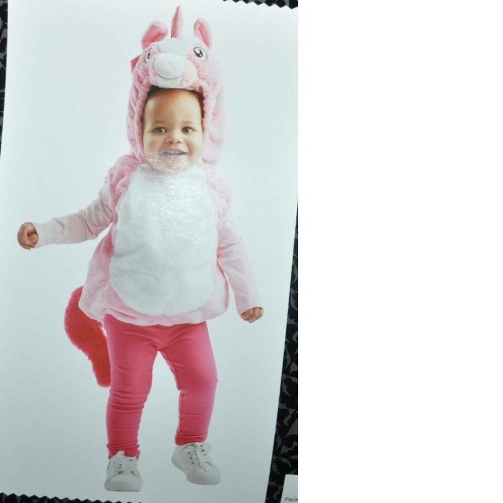 Unicorn Vest Halloween Costume Hooded Plush Pink White 6/12 months Girls Toddler